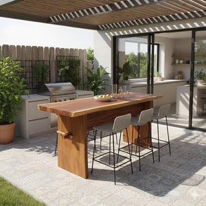 Table de bar en bois massif de qualité supérieure, de forme carrée, en bois de suar, avec bord naturel, style moderne, pour café, pub - Product Image 4