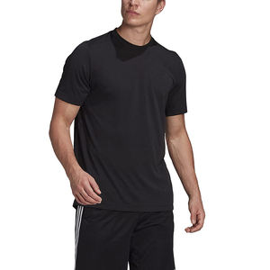 T-shirt à col rond noir pour homme, mélange de coton, manches courtes, décontracté, basique - Product Image 2