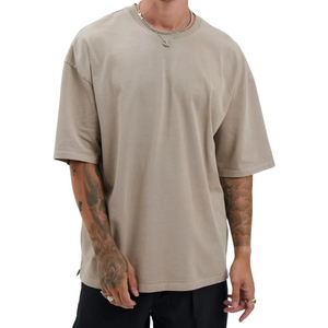 <b>Tshirt</b> for Men Cotton Drop Shoulder Loose Fit Mens Cotton T Shirt Round Neck Short Sleeve Oversized 2026 Casual Streetwear Tee - Product Image 4
