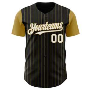 Camiseta de Béisbol para Hombre Yourteams, Negra y Amarilla, Manga Corta, Cierre de Botones, Absorbe la Humedad, Transpirable, Secado Rápido, Deportiva - Product Image 2