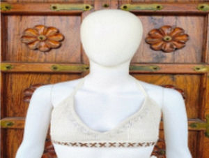 Top de bikini reversible de algodón tejido con cuello en U triangular para mujer con estampado de bloques |   Más de 10 Patrones de Bordado |   Personalización Disponible - Product Image 3