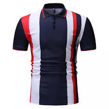 Chemise Homme 2026 à Manches Courtes Rayures Verticales Bleu Marine Blanc Rouge Anti-Boulochage Performance Golf Coupe Slim Design Tricoté - Product Image 2