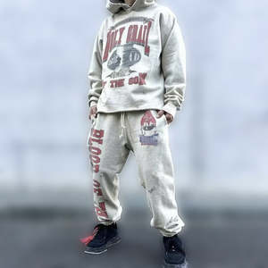 Conjunto de Sudadera con Capucha y Pantalones Deportivos Unisex de Diseño, 100% Algodón, Transpirable, Ropa Casual de Invierno, Estampado Digital, Diseño Sólido 2 en 1 - Product Image 5