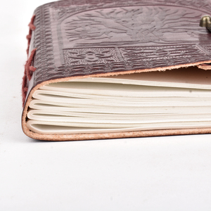 <b>A5</b> Vintage Embossed Tree of Life <b>Diary</b> Notebook 100 Pages Lock Journal Burgundy Leather Look Premium Durable Handmade Stationery - Product Image 4