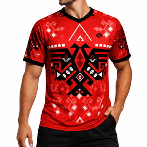 Maillot de football américain personnalisé rouge pour homme – Fabricant de maillots en mesh coupe ample, vêtements de sport surdimensionnés, personnalisation OEM, marque privée - Product Image 4