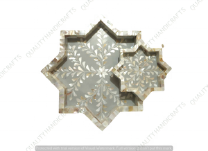 Plateau de service en nacre grise de qualité supérieure, design étoile, pour hôtels, restaurants, incrustation d'os, taille personnalisée, articles de cuisine, artisanat indien - Product Image 6