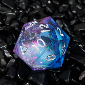 Handmade Luxury Oversized Resin Liquid Core DND Dice with Purple/<b>Blue</b> <b>Glitter</b> Sharp Edge for RPG Board Games - Product Image 1