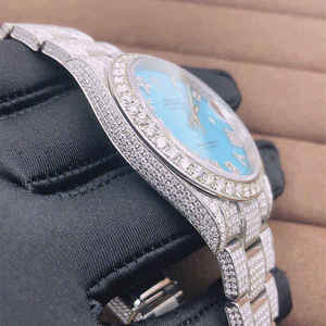 Reloj de Lujo para Hombre, con Números, Moissanita, Cuarzo Analógico, Acero, 41MM, 3BAR, Resistente al Agua, Estilo Hip Hop - Product Image 5