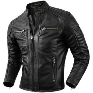 Veste en cuir pour homme, veste en cuir véritable sur mesure, veste de motard en cuir véritable pour homme, étiquette privée personnalisée. - Product Image 1