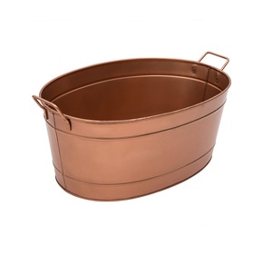 Oval Metal Planter <b>Container</b> With Handles For Garden Flower Green Plant Decorative Use Powder Coated Finish - Product Image 1