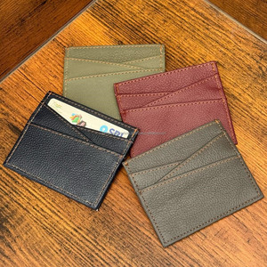 Porte-cartes d'identité en cuir recyclé de luxe en gros Portefeuille Fermeture à glissière Pince à billets mince Titulaire de la carte de crédit Lettre de type ouvert - Product Image 5