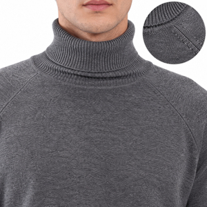 Pull à col roulé pour homme, 100% laine, tricoté, couleur unie, coupe classique, style minimaliste d'automne, pulls sur mesure - Product Image 3