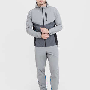 Chaqueta Softshell con Capucha para Hombre, Resistente al Viento, con Bloques de Color, Cierre de Cremallera, Ropa Deportiva para Exteriores, Otoño, Gris, Negro, Azul - Product Image 3