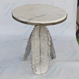 <b>Aluminium</b> <b>Table</b> with Marble Top Modern Luxury Furniture Stylish Metal Base <b>Table</b> Elegant Home Decor Statement Piece - Product Image 3