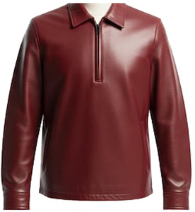 Chemise décontractée pour homme en cuir satiné avec fermeture éclair, manches longues, col rabattu, respirante, écologique, toutes saisons, chemises avec logo personnalisé - Product Image 6