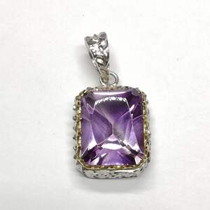 Colgante de plata con amatista hecho a mano, joyería de piedras preciosas naturales, plata de ley 925, diseño elegante, regalo para mujer - Product Image 1