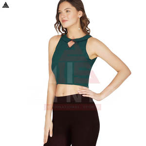 Camiseta Corta Holgada de Color Verde de Moda para Mujer, con Cuello Redondo, Camiseta Corta para Mujer, Tops Cortos para Mujer - Product Image 4