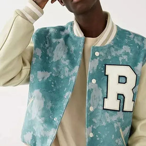 Nouvelle veste universitaire ajustée pour étudiant, style baseball, en laine violette, avec manches en cuir blanc, en toile imperméable - Product Image 6