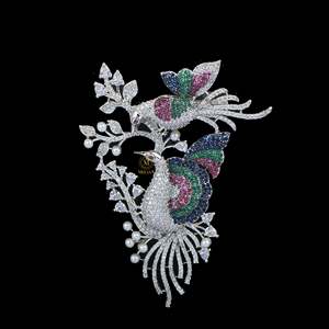 Oshin CZ Crystal Brooch Pin-Gold Plated Rhinestone Floral Animal Number Design - Product Image 4