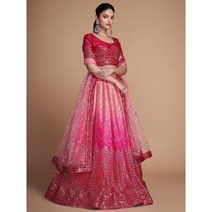 Lehenga choli ชุดหมั้นเลื่อมสีชมพูที่สวยงาม - Product Image 3