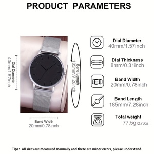 NW1476 Couple Black and White Round Dial Stainless Steel Quartz Wrist Watch - Product Image 2
