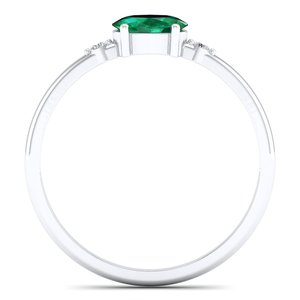 REYES Original Design Oval Cut 0.75 Carat Emerald Gemstone <b>Rings</b> in 925 Sterling Silver GRA Certified Moissanite Jewelry - Product Image 4