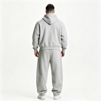 Ensemble de survêtement décontracté haut de gamme gris clair moderne, respirant, avec sweat à capuche zippé et pantalon large à cordon de serrage, deux pièces