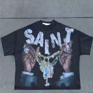 Camiseta Gráfica Oversize para Hombre, Estilo Urbano, Algodón, Hip Hop, Moda Casual, Manga Corta, Estampada - Product Image 1