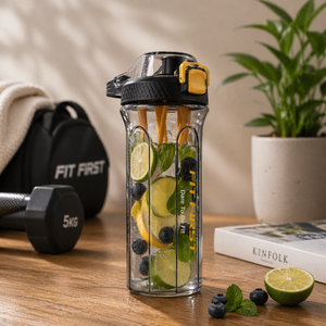 Protein <b>Shaker</b> <b>Bottle</b> for Gym Workout | Leakproof Plastic Smoothie <b>Shaker</b> with Mixer Ball & Flip Cap Lid - Product Image 1