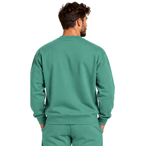 Sage Green <b>Men</b> Sweatshirt Crew Neck <b>Long</b> <b>Sleeve</b> Pullover Casual Fleece <b>Top</b> Custom Logo Streetwear Winter Sportswear Wholesale - Product Image 2