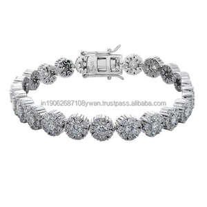Bracelet en Argent Glacé Moissanite de Luxe Unisexe Classique Cluster Diamant Hip Hop Bling Bijoux Étanche Fine Chaîne Bracelet à Maillons - Product Image 1