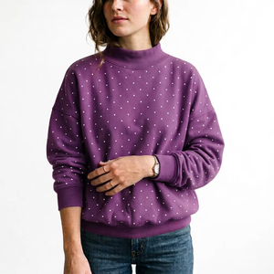 Sweat-shirt oversize en molleton brossé à col montant pour femme – Confort premium, vêtements personnalisés, fournisseur d'usine en gros - Product Image 1