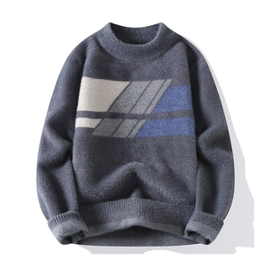 Suéter de Punto para Hombre, Cuello Redondo, Manga Larga, Cálido, Informal, para Invierno, Cómodo, Suave, Texturizado, para Uso Diario - Product Image 1