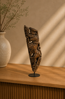 Support architectural en bois vintage sculpté sur support en fer, motif dragon artisanal, décoration de table pour entrée ou buffet