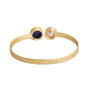 18K Gold Plated Adjustable Brass Bangles Classic Trendy <b>Freshwater</b> <b>Pearl</b> Wings Design Unisex Fashion Jewelry Wholesale Supplier - Product Image 2