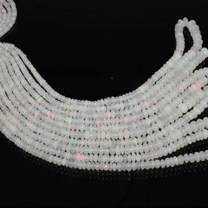 Collar de cuentas redondas lisas de ópalo etíope natural AAA de 3.5-6.5 mm, cuentas redondas de ópalo Welo brillantes para la fabricación de joyas. - Product Image 1