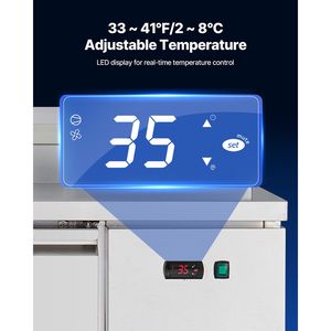 Frigorifero Commerciale da 67 Pollici con Piano di Lavoro Ultra Largo da 20 Pollici per Preparazione Pizza, Tavolo da Lavoro Singolo per Preparazione Alimenti da 20,3 Cu.Ft. - Product Image 5