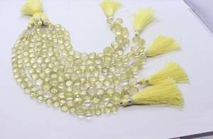 Perles de quartz citron naturel facettées en forme de cœur, 8-9 mm, 8 pouces, perles de pierres précieuses en quartz citron naturel - Product Image 6