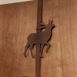 <b>Rustic</b> Metal Reindeer Christmas Stocking or Wreath <b>Door</b> Hanger feltsocks - Product Image 1