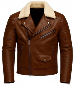 Veste d'hiver en cuir pour homme, chaude, respirante, avec col montant et logo frontal, idéale pour l'extérieur - Product Image 1