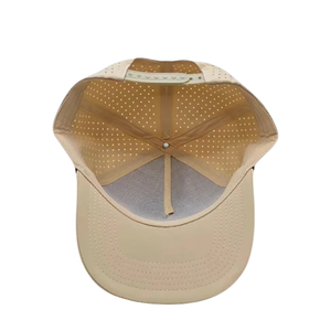 Sombrero de golf de 5 paneles OEM y ODM de alta calidad Diseño de rendimiento impermeable con logotipo de PVC Agujeros cortados con láser personalizados a granel para hombres y mujeres - Product Image 5