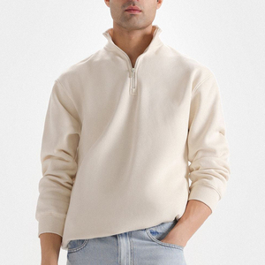 เสื้อสเวตเชิ้ตผู้ชายแบบซิป ¼ ตัว ทรงปกติ สีพื้น ผ้าฝ้าย 100% เฟรนช์เทอร์รี่ สไตล์มินิมอล เหมาะสำหรับใส่ในฤดูใบไม้ร่วง แขนยาว คอตั้ง - Product Image 1