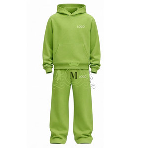 Conjunto Deportivo con Capucha Verde para Hombre, Color Sólido, 100% Algodón, Sudadera Casual de Corte Regular con 320 Gsm - Product Image 4