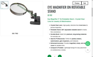 Eye Magnifier 3 Inch Rotatable Stand Jewelry Making Tool <b>Watch</b> Repair Lens Magnifying Glass Goldsmith Tool | Item No GS-782 - Product Image 2