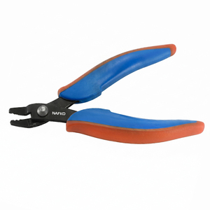 Jewelry Making Wire Crimper Tool Micro <b>Bead</b> Crimping Plier For 1 & 1.5mm Crimps Curved jaws 140mm With Spring & <b>Plastic</b> Handles - Product Image 1