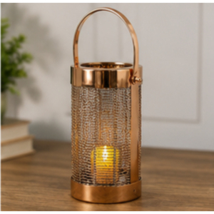Lanterne en métal pour bougie avec design en maille et poignée pour la décoration de la maison - Product Image 5