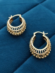 SOUMYA CREATIONS Pendientes de Aro de Latón Chapado en Oro de 18K con Filigrana, Estilo Vintage Geométrico, Modernos y de Declaración, Certificados, con Engaste de Bisel para Mujer - Product Image 3