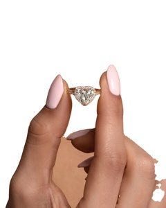 Anillo Fino de Moissanita Original Corazón 925 de Plata de Ley con Engaste de Bisel, Bañado en Oro Rosa, para Compromiso, Boda, Romántico, Elegante, para Fiesta - Product Image 1