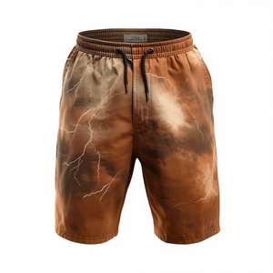 Shorts streetwear pour hommes avec motif éclair et effet délavé - Product Image 4