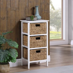 High Quality Vietnam-Made Wooden Cabinet with Water Hyacinth Basket <b>Storage</b> Drawer Cabinet for Home Furniture Wholesaler - Product Image 4